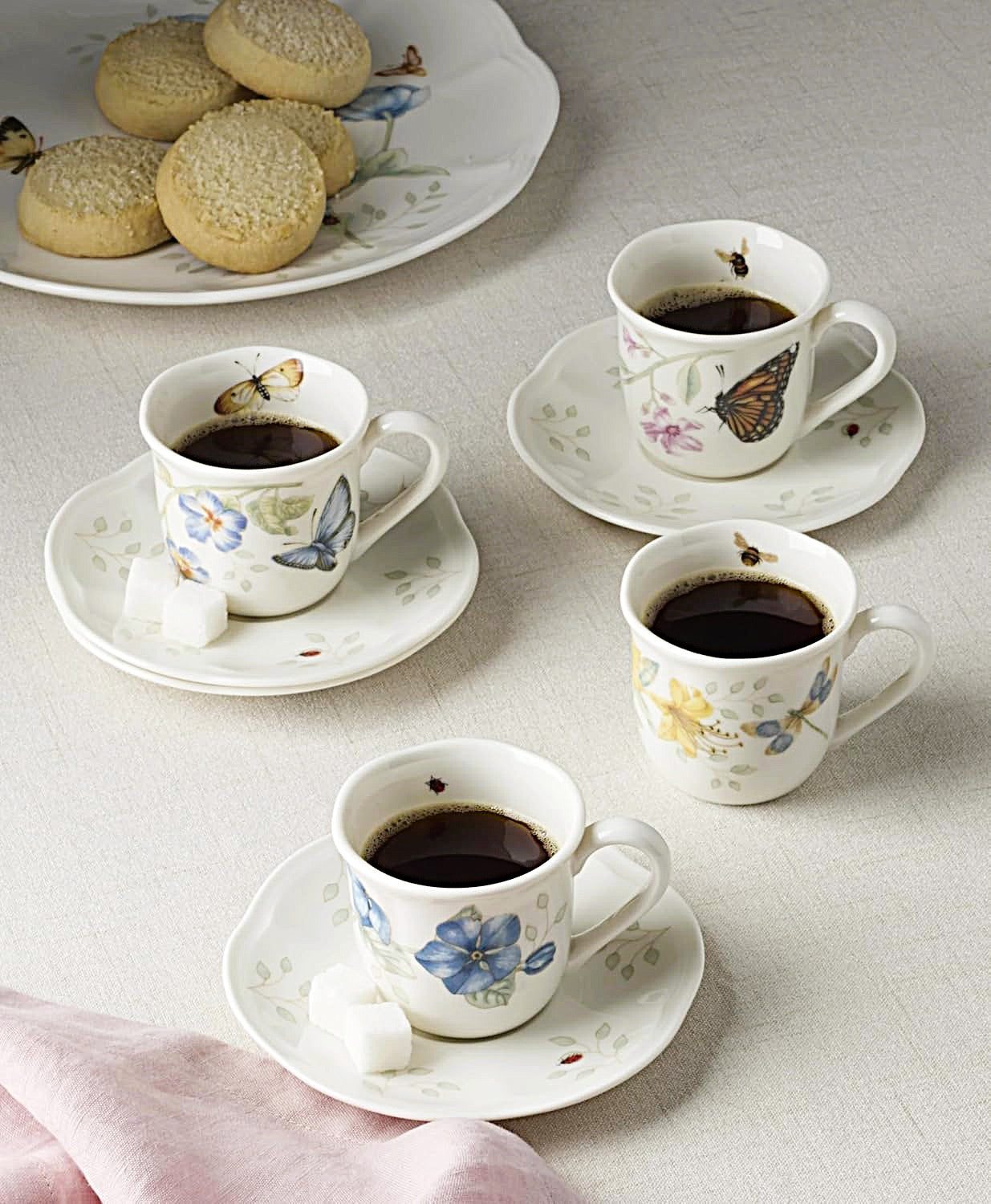 Lenox Butterfly Meadow Espresso Cup & Saucer, Set of 4