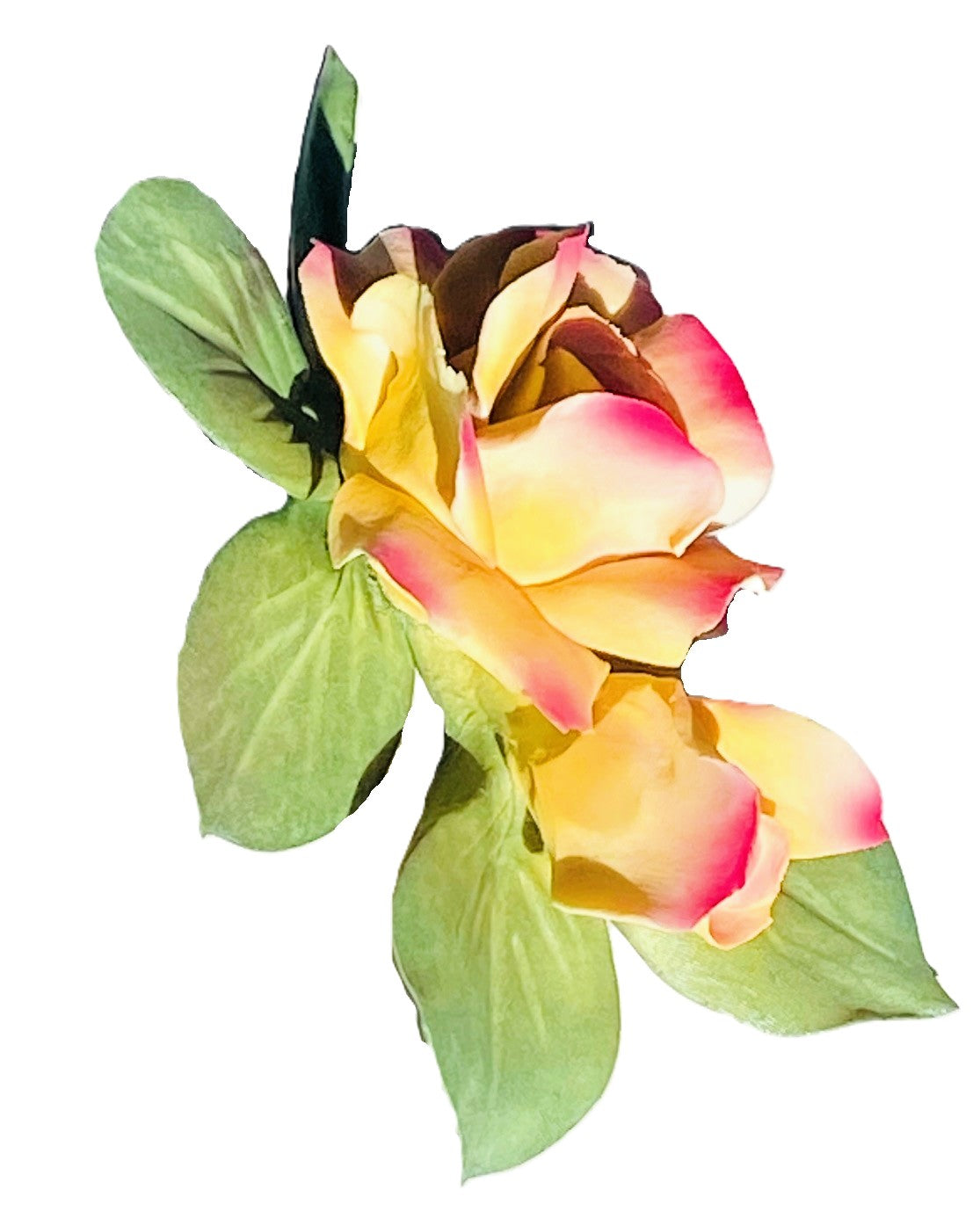 Capodimonte Rose with Bud (Yellow & Purple) Porcelain Flower Hand Made in Italy