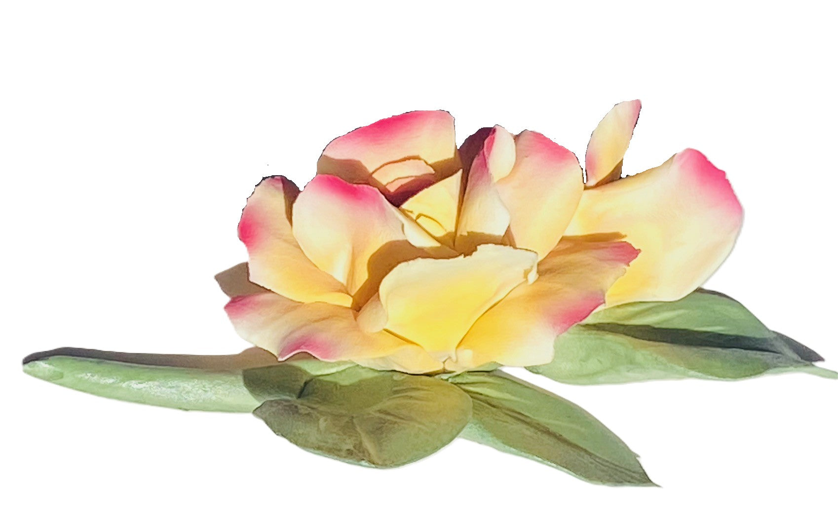 Capodimonte Rose with Bud (Yellow & Purple) Porcelain Flower Hand Made in Italy