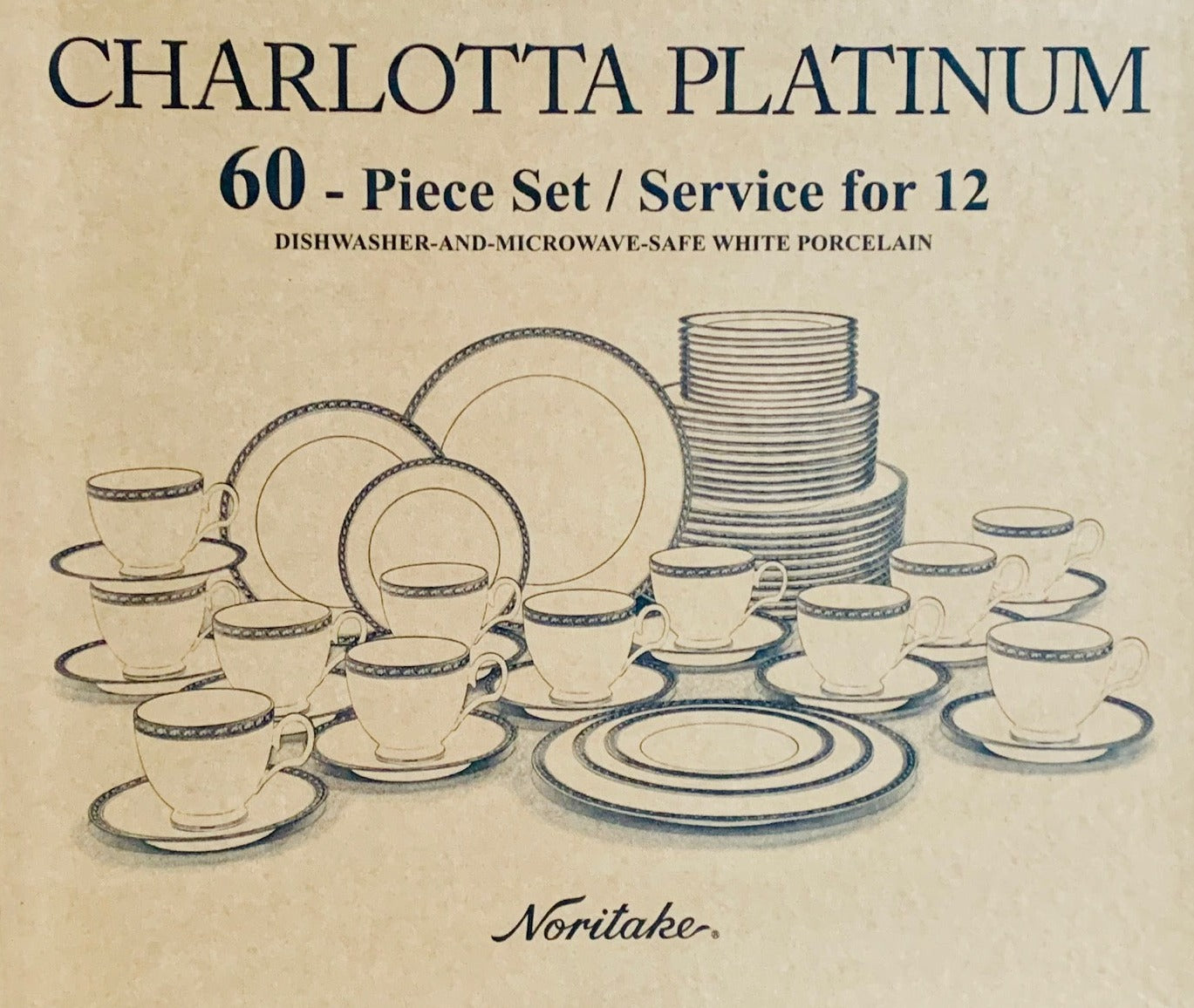 Noritake Charlotta Platinum Dinner 60 Piece Set