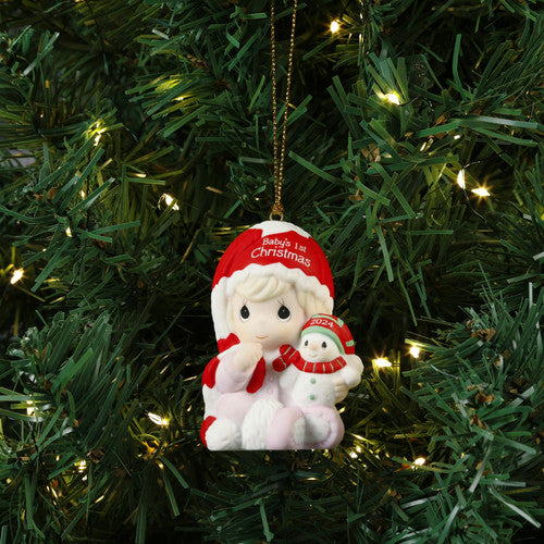 Precious Moments 241005 Baby’s First Christmas Dated 2024 Girl Ornament