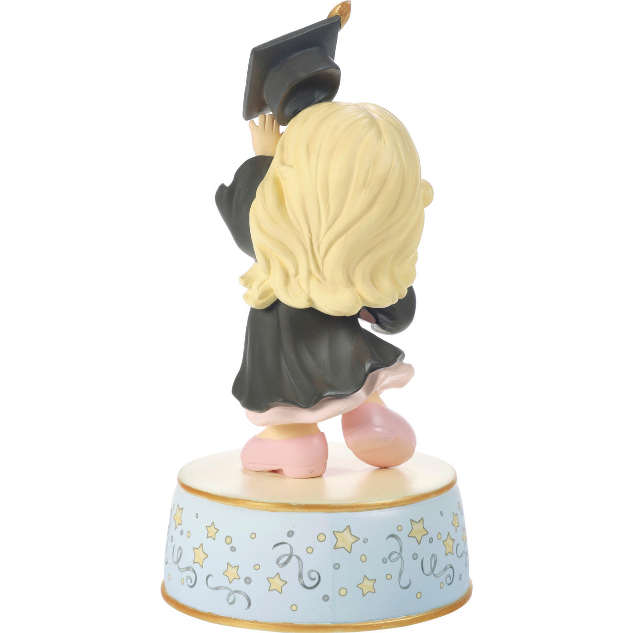 Precious Moments Graduate Girl musical Figurine with Black Dress Blond