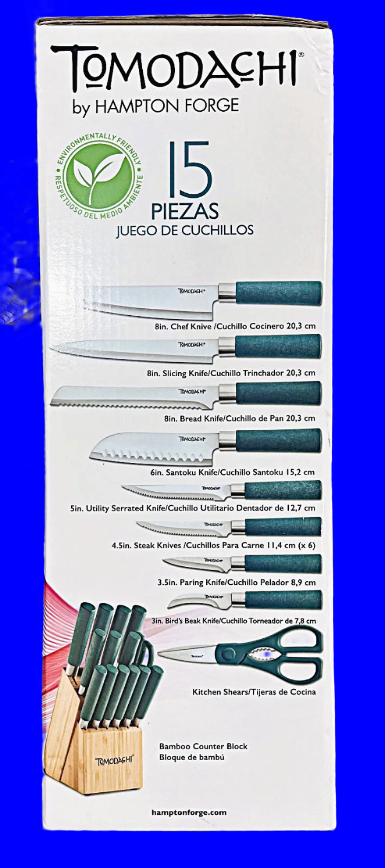 Hampton Forge 15 Piece Knife Set, with wood block Tomodachi Haruto collection