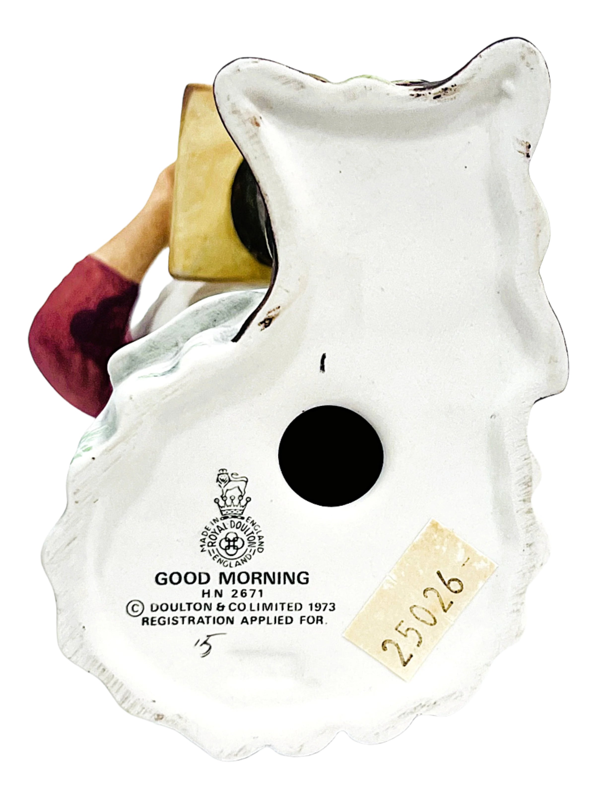 White ceramic bread and butter platter with 'Good Morning' branding on a white background
