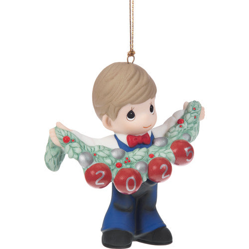 Precious Moments Deck The Halls Boy 2025 Dated Porcelain Ornament