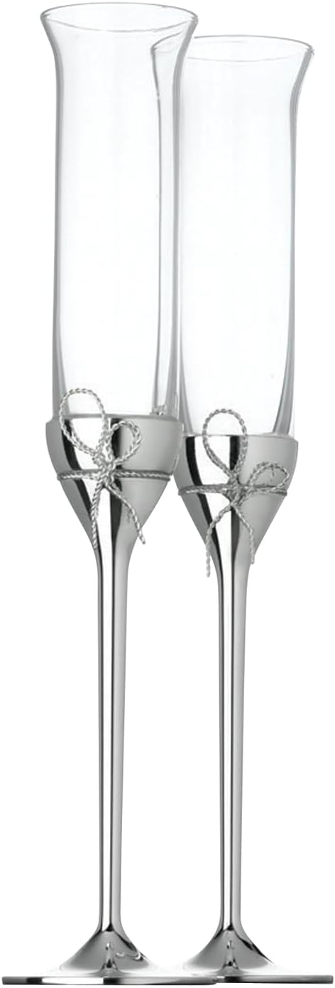 Vera Wang Wedgwood Love Knots Toasting Flute Pair Silver Plated