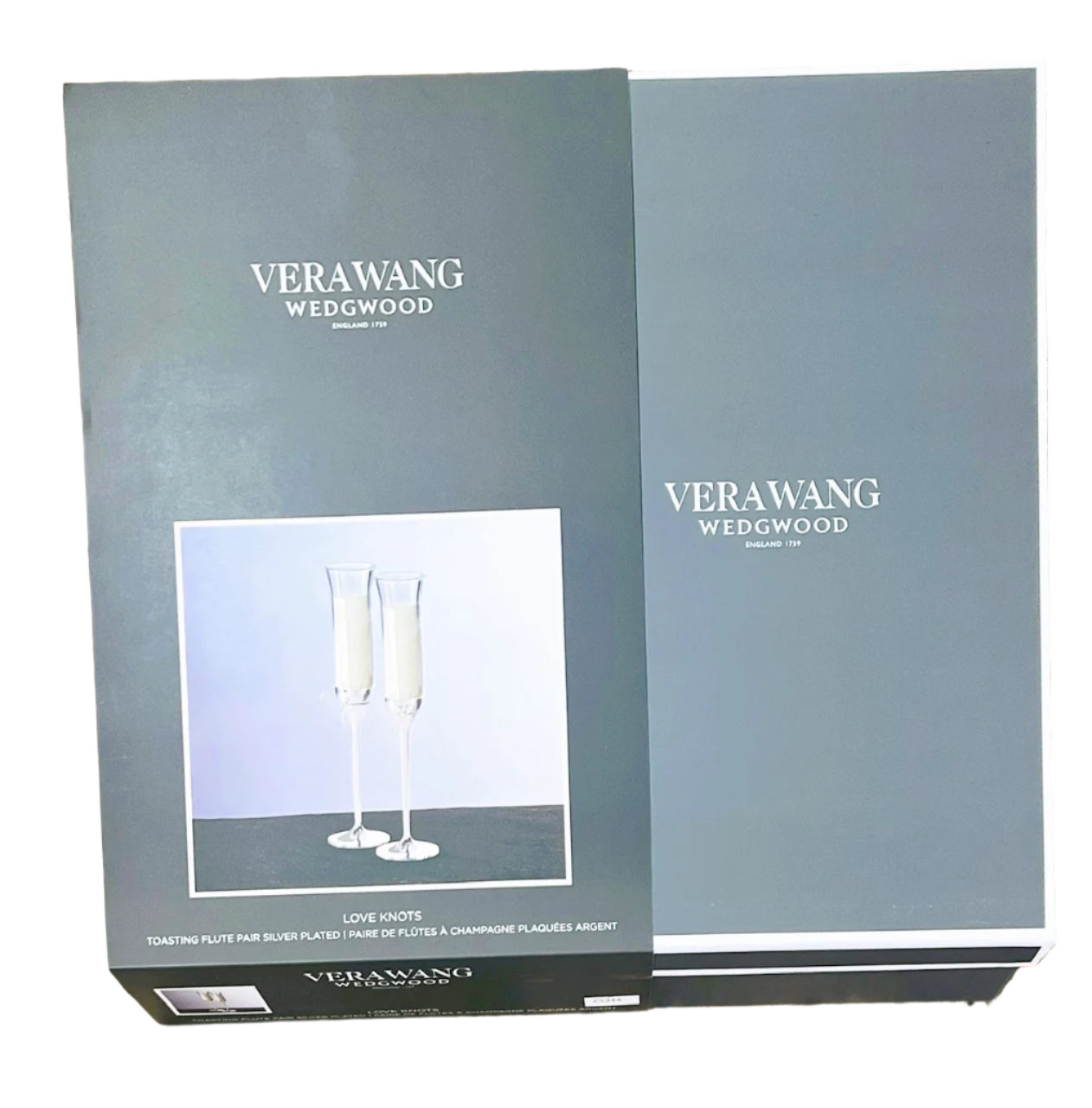 Toasting Flute Pair Love Knots by Vera Wang Wedgwood  Silver Plated