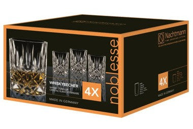 Nachtmann Noblesse Set of 4 Double old fashion Whisky Crystal Tumbler Glasses