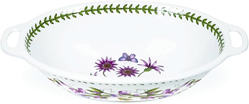 Botanic Garden Bowl Oval With Handle 15"=38cm Porcelain From Portmeirion