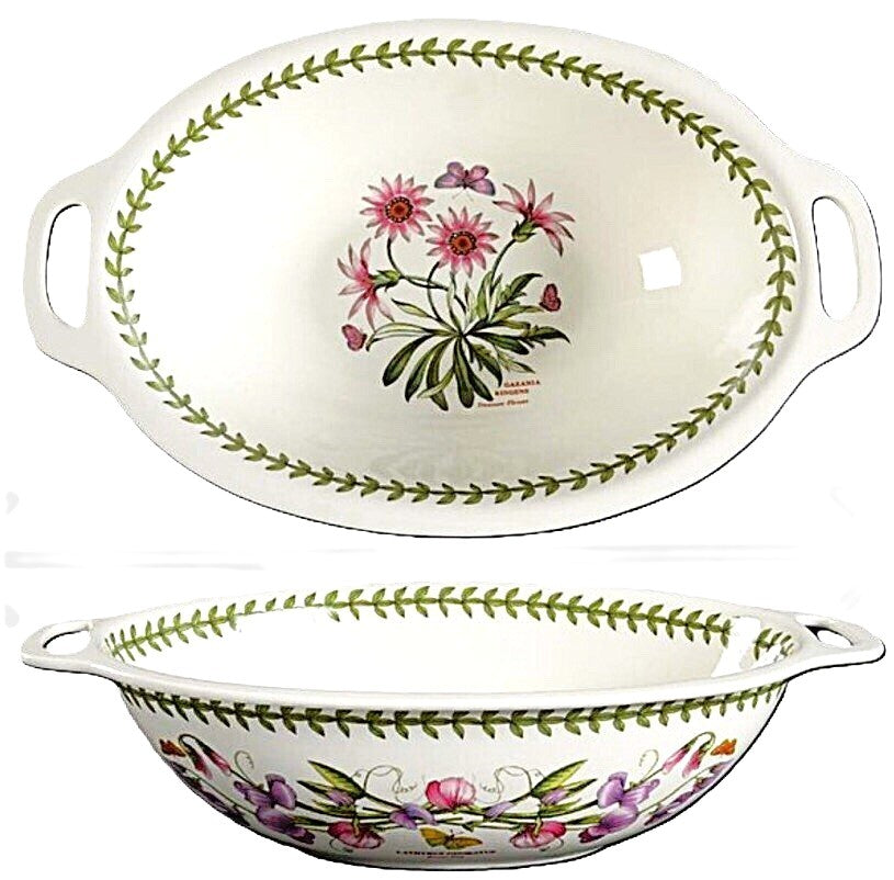 Botanic Garden Bowl Oval With Handle 15"=38cm Porcelain From Portmeirion