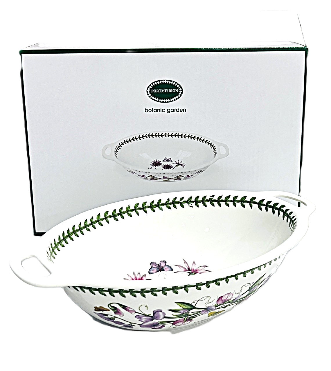 Botanic Garden Bowl Oval With Handle 15"=38cm Porcelain From Portmeirion
