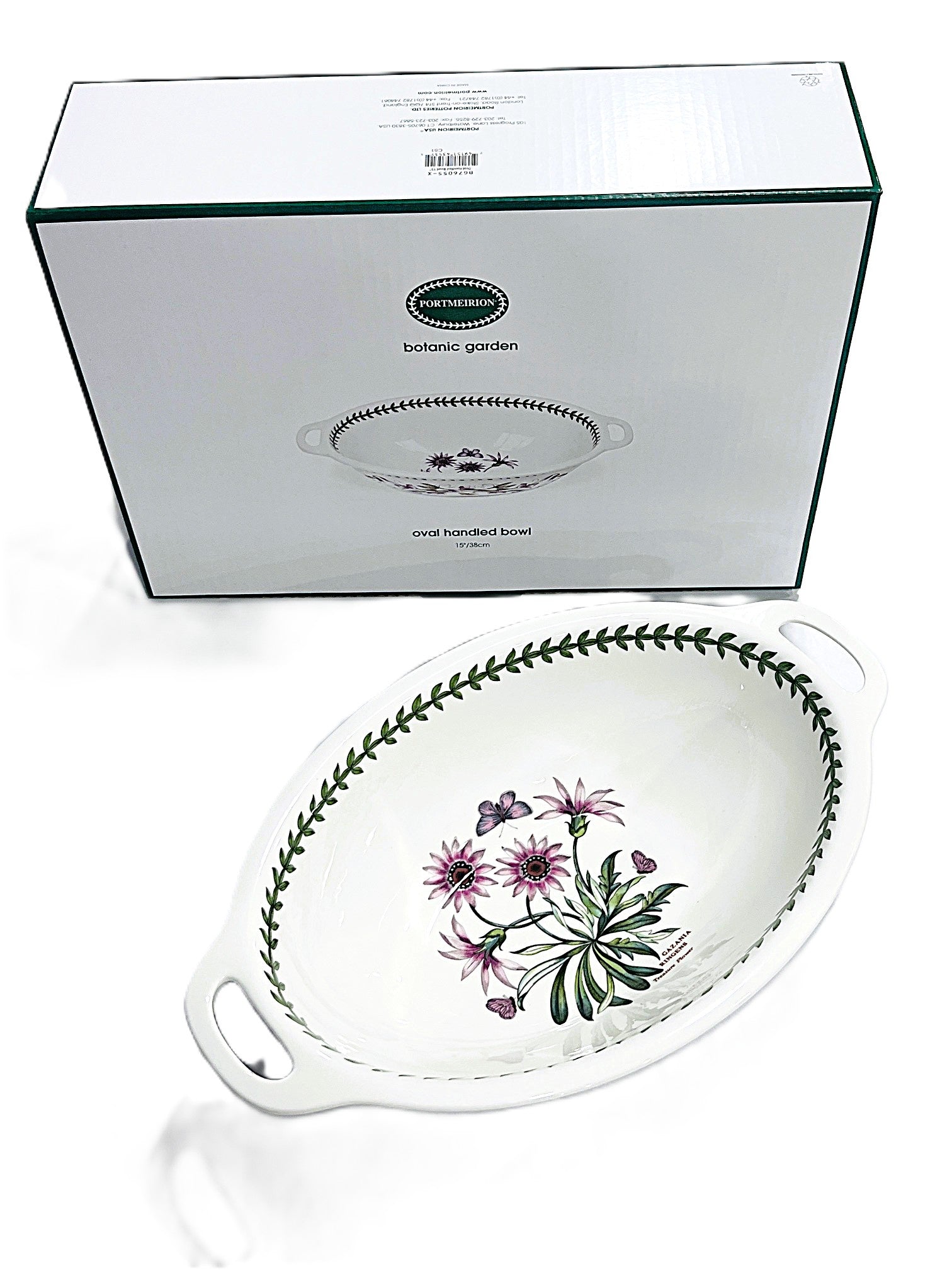 Botanic Garden Bowl Oval With Handle 15"=38cm Porcelain From Portmeirion