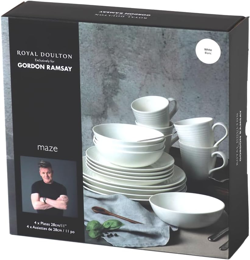 Royal Doulton Gordon Ramsay Maze White 4 Dinner Plate 11 inch diameter