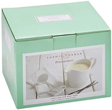 Sophie Conran White  Sauce Jug and Ladle Set, 16 Oz Sauce Jug for Gravy and Salad Dressings, Made from Fine Porcelain, Dishwasher Safe