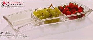 Platter 3 Divided Wave Rectangular Glass From Maxwell & Williams Diamante Collection