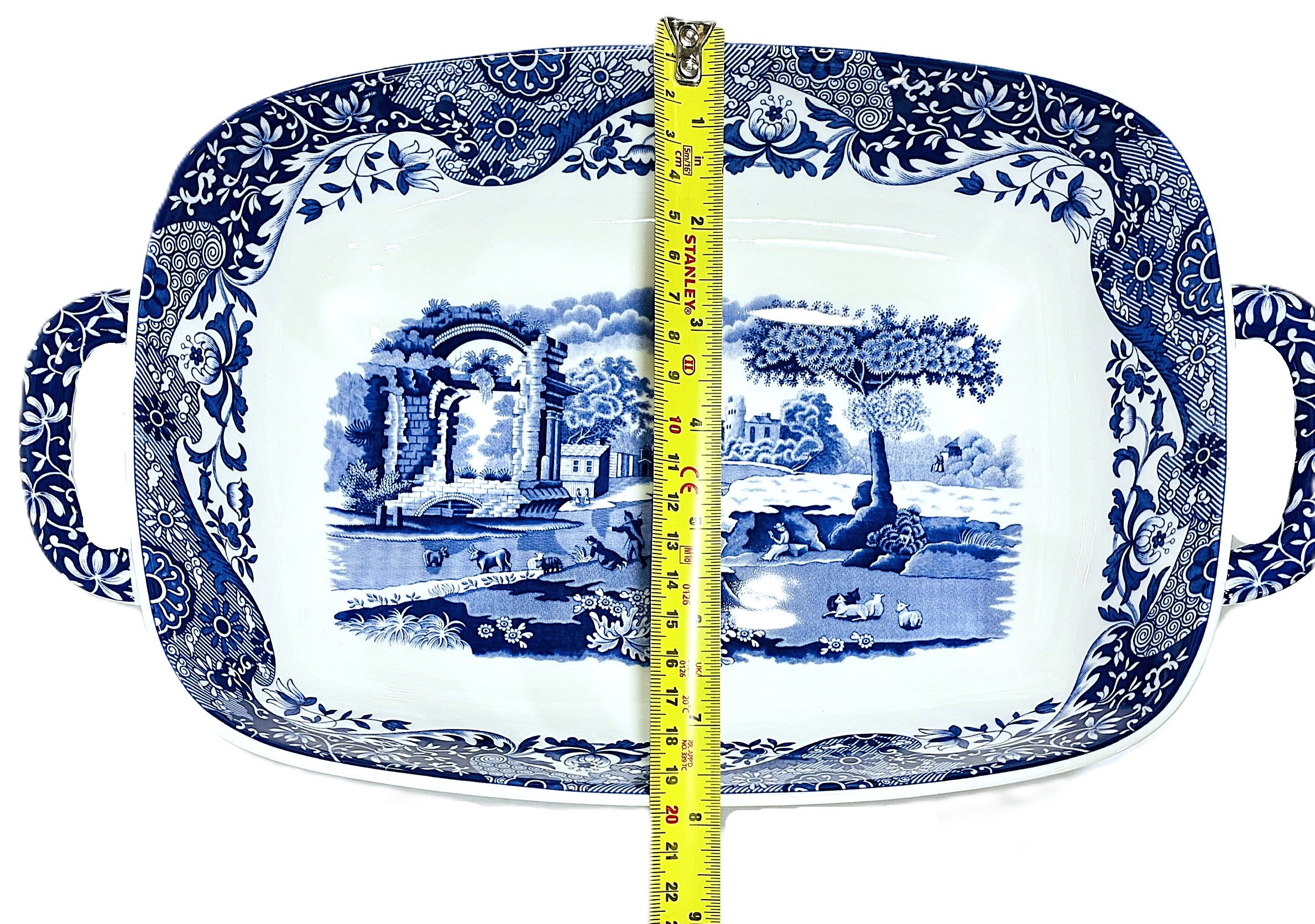Spode Blue Italian Baking Dish with Handles Oven to Table Lasagna Dish 11.5" x 8" Blue/White  Spode blue Italian Serving Dish 12" X 8"
