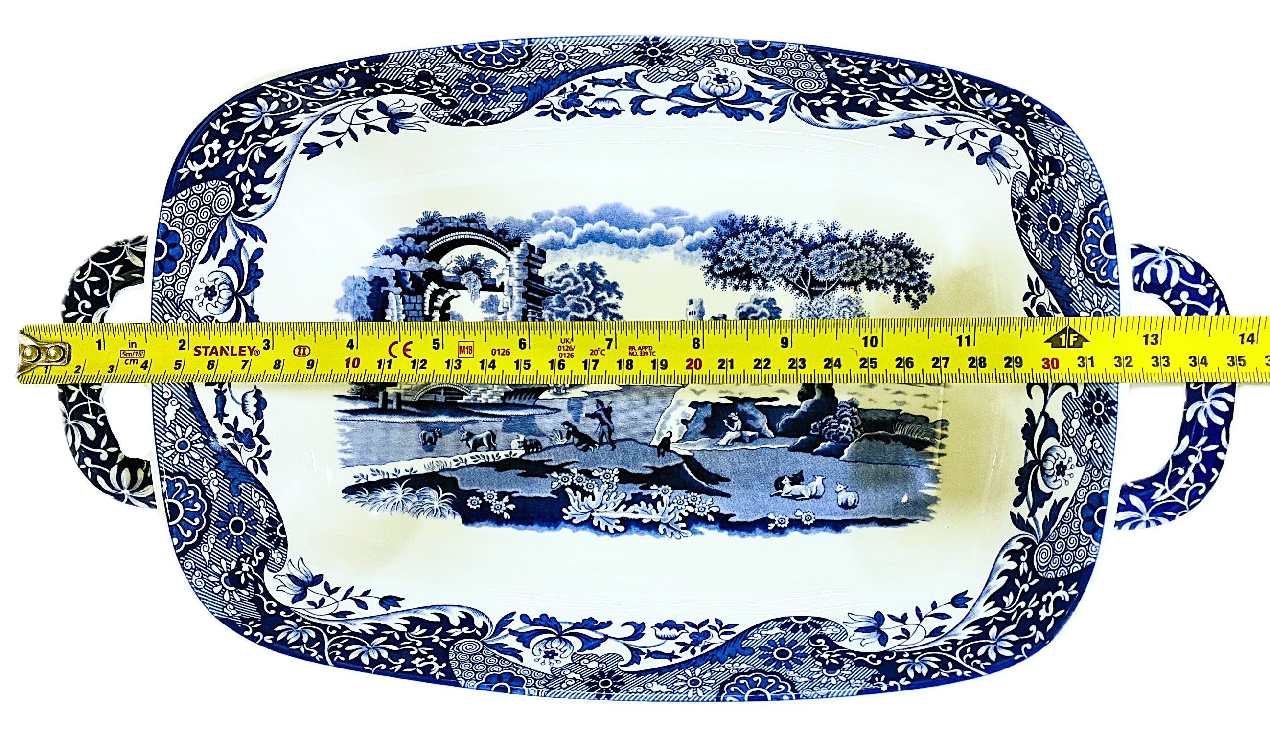 Spode Blue Italian Baking Dish with Handles Oven to Table Lasagna Dish 11.5" x 8" Blue/White  Spode blue Italian Serving Dish 12" X 8"