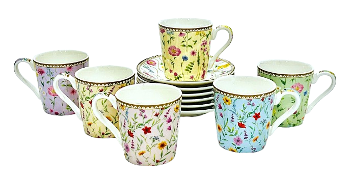 Meadow Flowers Espresso 6 cups & 6 saucers