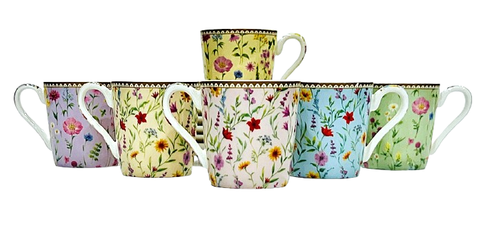 Meadow Flowers Espresso 6 cups & 6 saucers