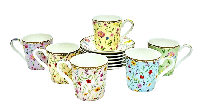 Meadow Flowers Espresso 6 cups & 6 saucers