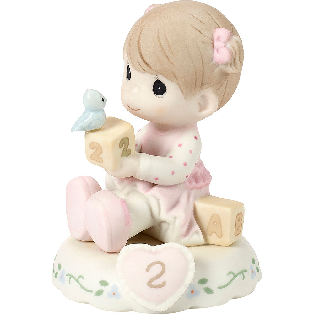Precious Moments Age 2 Birthday Gifts, Girl Brunette Growing in Grace, Porcelain Figurine