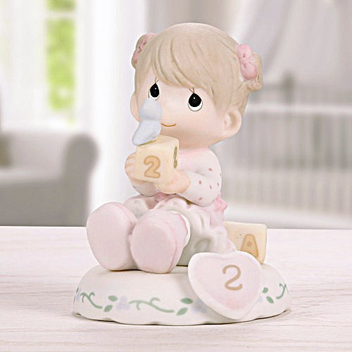 Precious Moments Age 2 Birthday Gifts, Girl Brunette Growing in Grace, Porcelain Figurine