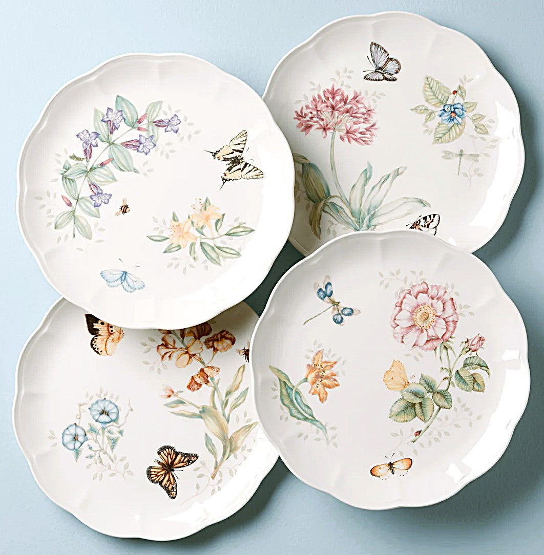 Lenox Butterfly Meadow Dinner Plates Set of 4 Assorted