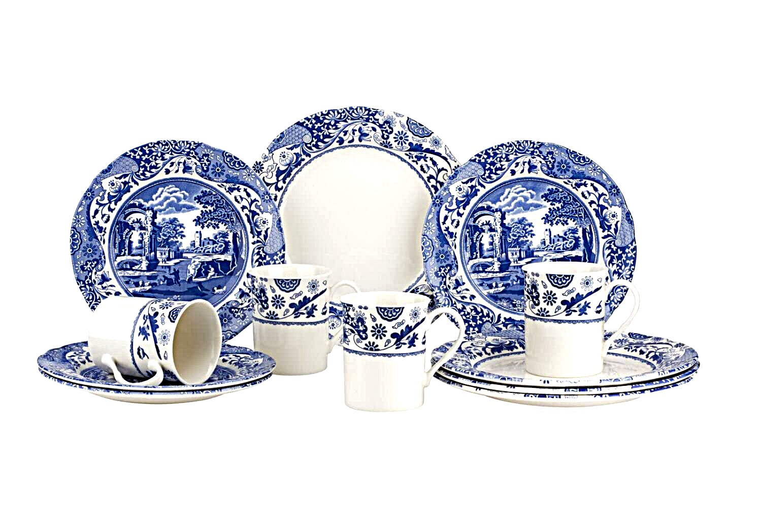 Spode Blue Italian Brocato 12 Piece set Porcelain