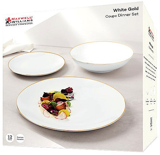 Maxwell & WIlliams White Gold 12-piece Dinner Set service for 4