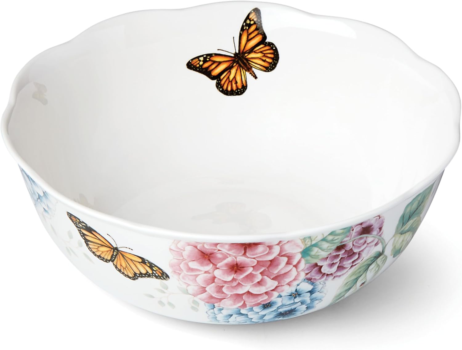 Lenox Butterfly Meadow Hydrangea Large Serving Bowl 9.8" Diameter - 3.6" High