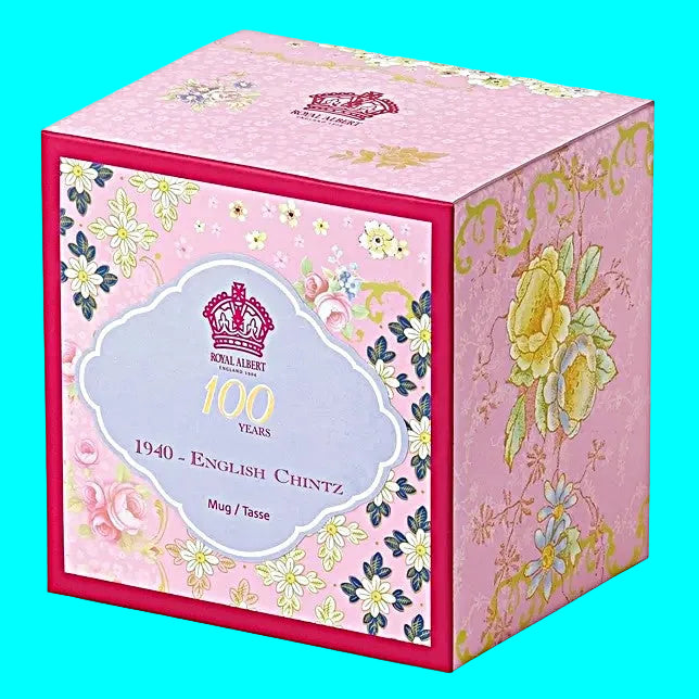 Royal Albert Decorative box with floral patterns and a pink border, featuring the Royal Albert logo.