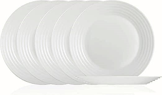 Luminarc Harena 6 Dessert Plate, 7.5"White Break resistant, Dishwasher and Microwave Safe