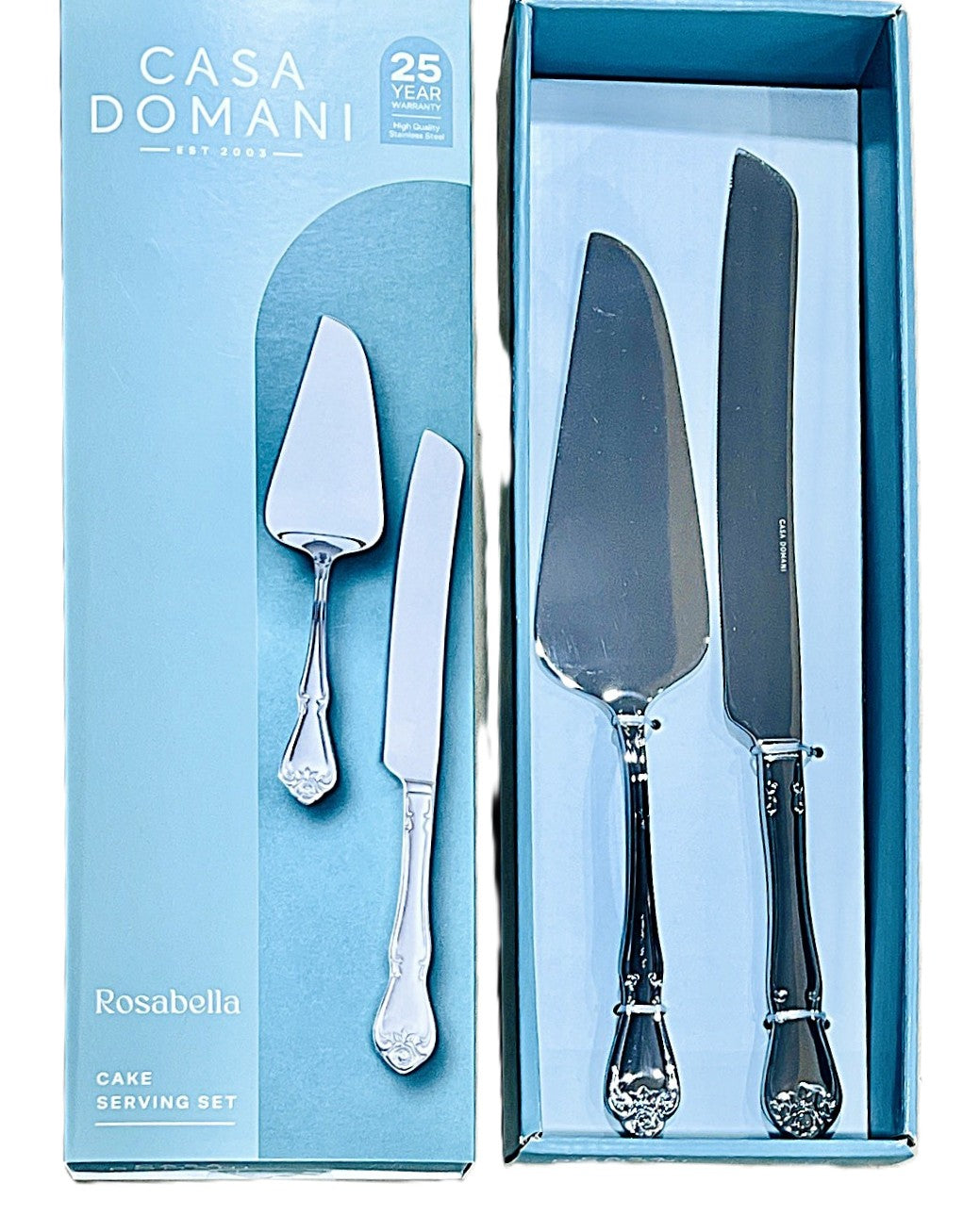 Casa Domani Rosabella Cake Knife and server 2 piece set Stainless Steel