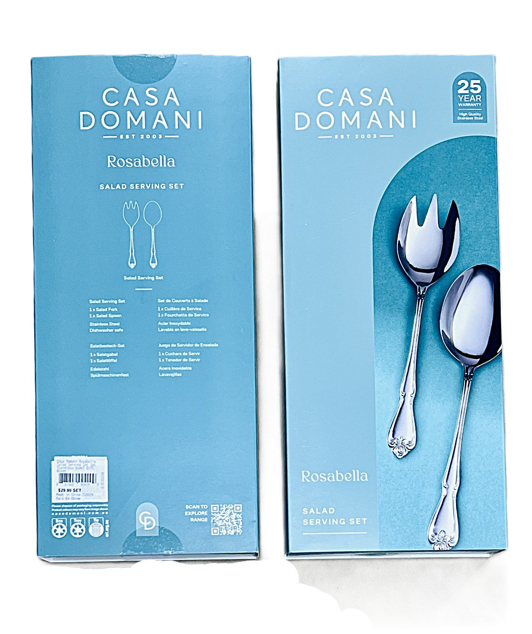 Casa Domani RosaBella salad serving set 2 piece stainless steel