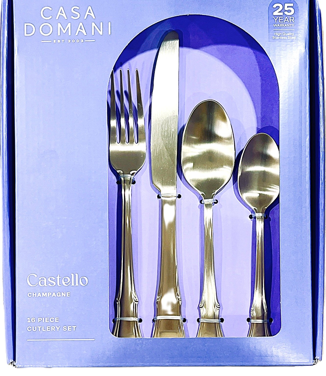 Casa Domani Castello  Champagne 16 Piece flatware set Stainless Steel
