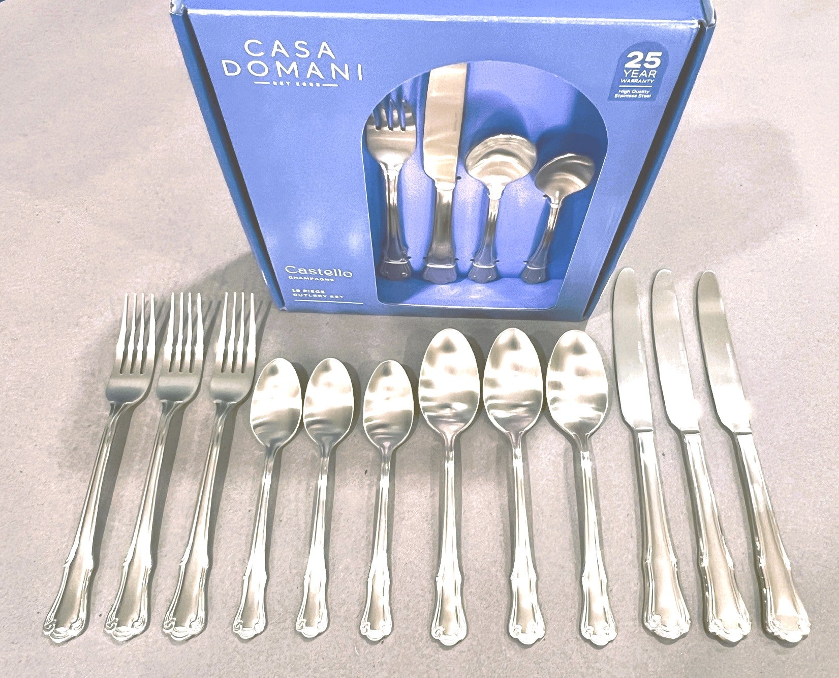 Casa Domani Castello  Champagne 16 Piece flatware set Stainless Steel