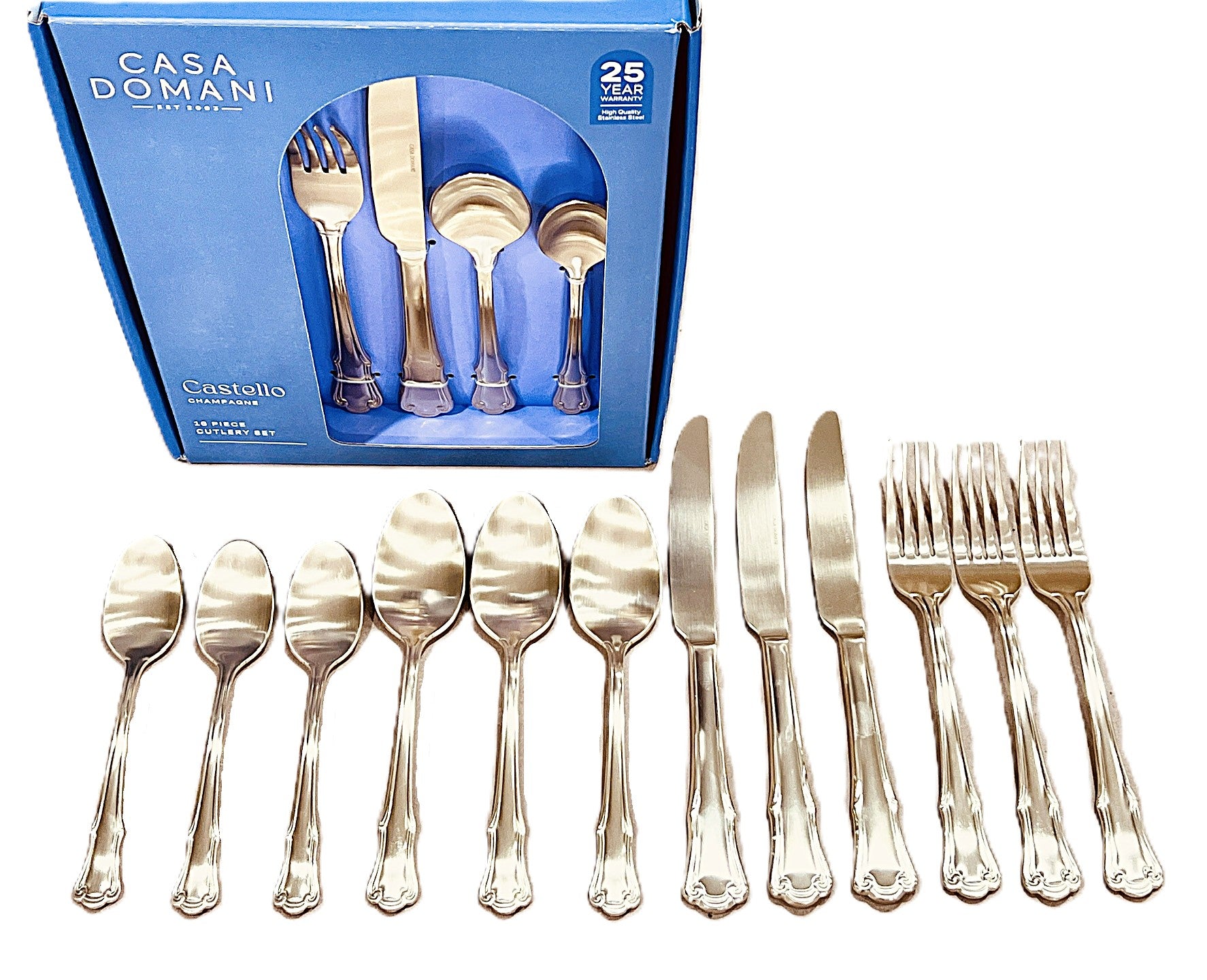 Casa Domani Castello  Champagne 16 Piece flatware set Stainless Steel