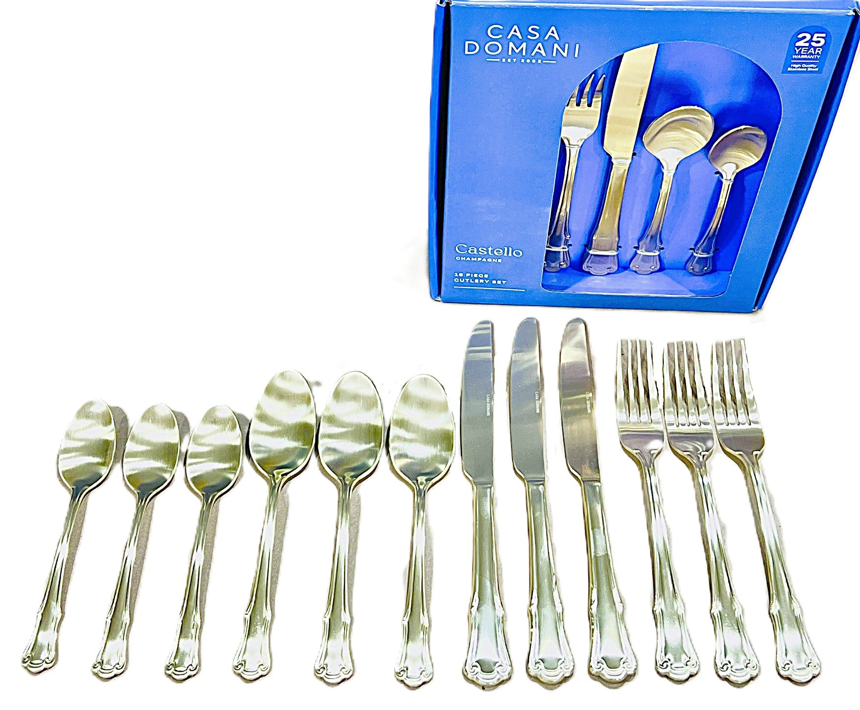 Casa Domani Castello  Champagne 16 Piece flatware set Stainless Steel