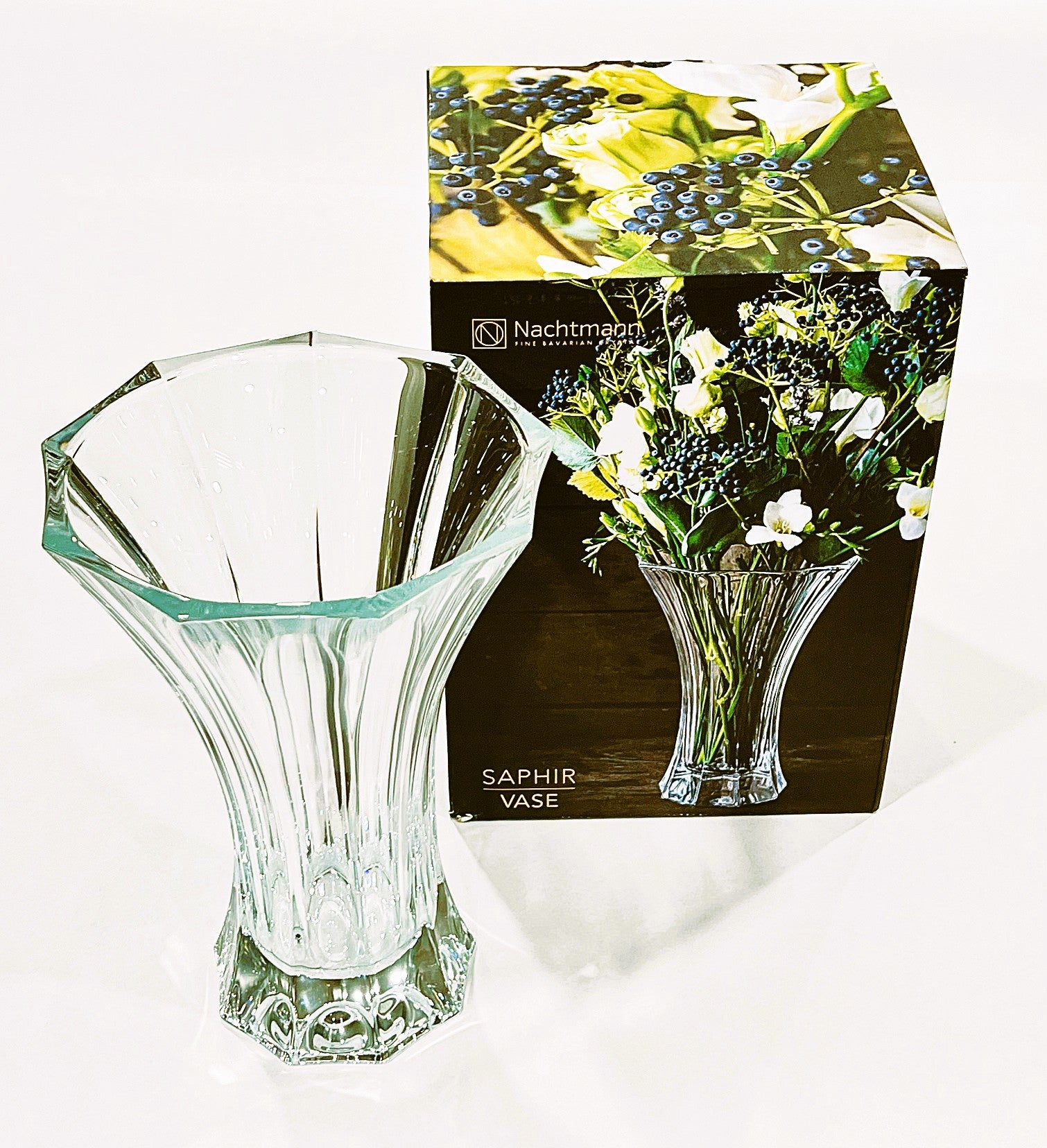 Nachtmann Saphir Vase Crystal 27CM=10.6"tall, made in Germany