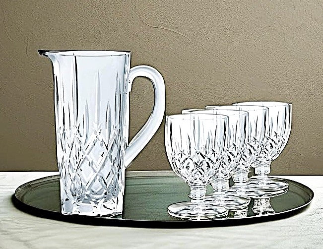 Nachtmann Noblesse 5 piece Set Includes 1 Pitcher and 4 All Purpose Glasses | Made of Clear Crystal Glass | Dishwasher Safe