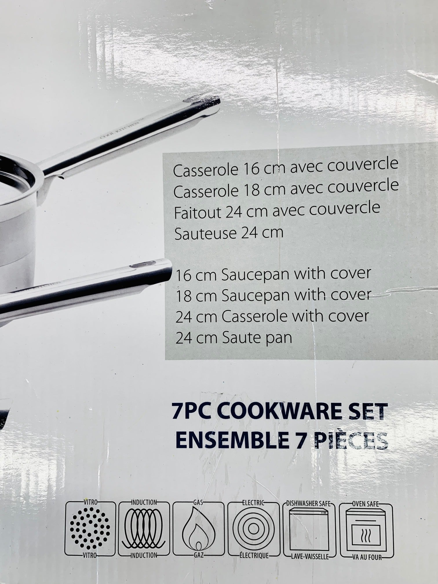 Cookware Pots Pro 7 Piece Set 18/10 Stainless Steel Dishwasher and Oven Safe