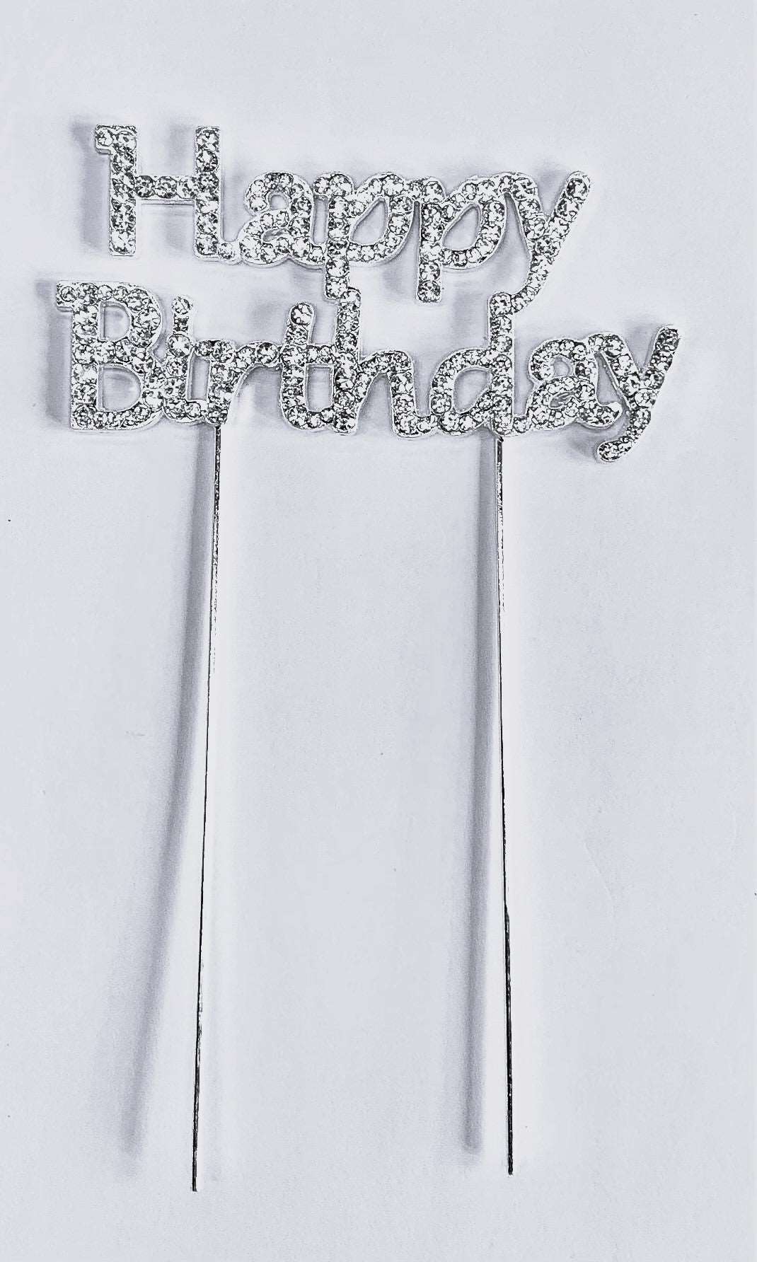 Happy Birthday Cake topper Sign decorated with Rhinestones