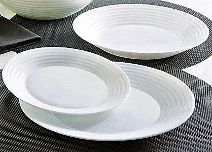 Luminarc Dinnerware 18 Piece Set Tempered Glass Harena Collection Whit