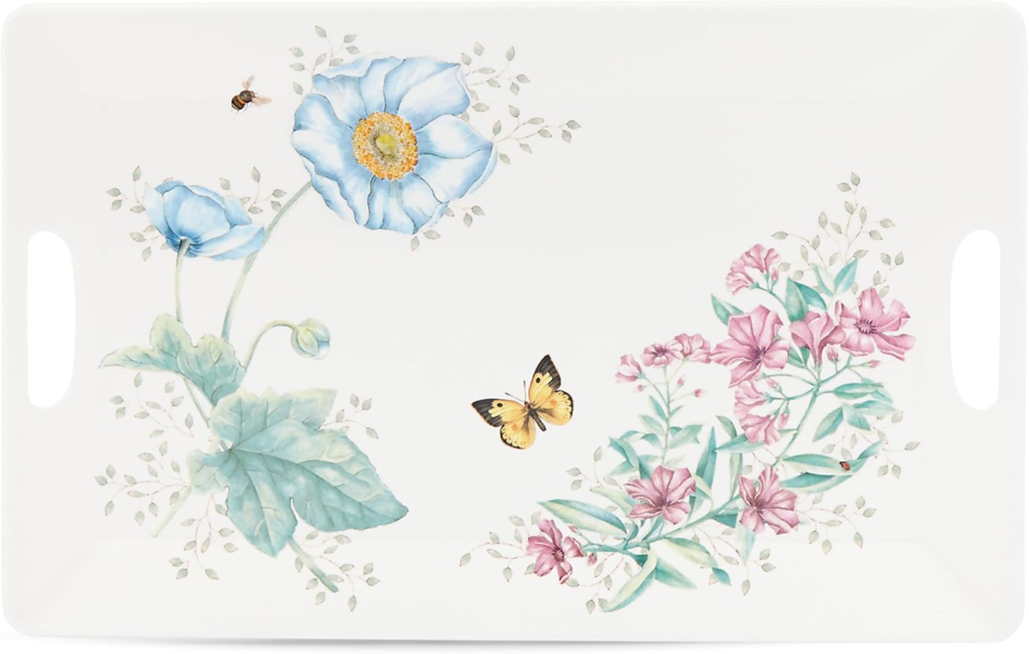 Lenox Butterfly Meadow Tray with handles Melamine 48cm X 30cm
