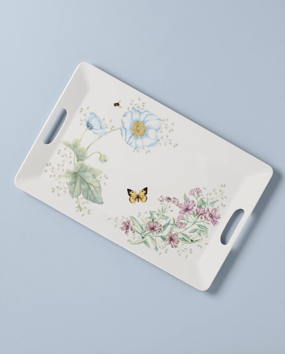 Lenox Butterfly Meadow Tray with handles Melamine 48cm X 30cm