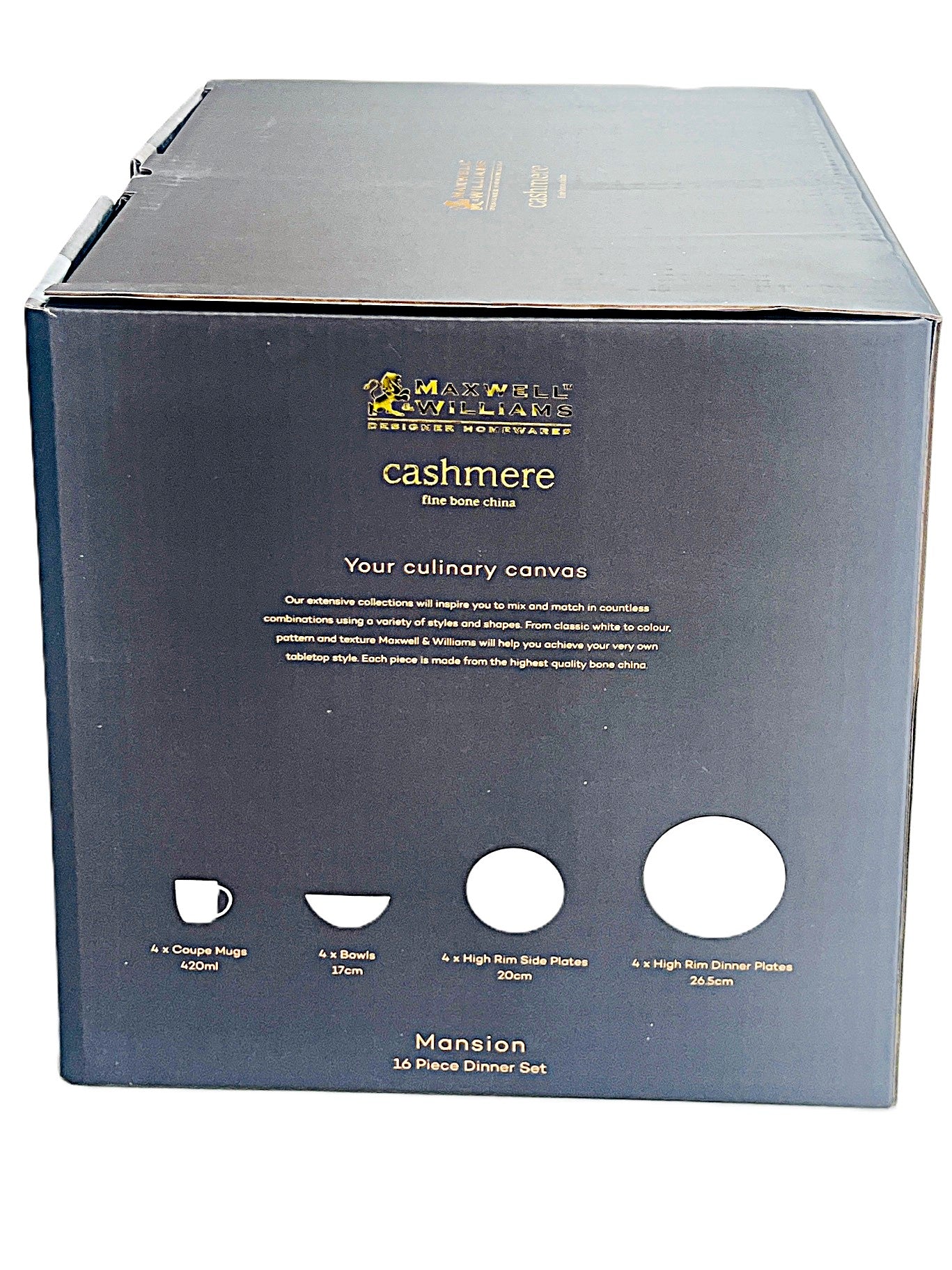 Maxwell & Williams Mansion 16 piece white Dinner set, Cashmere collection Bone china service for 4