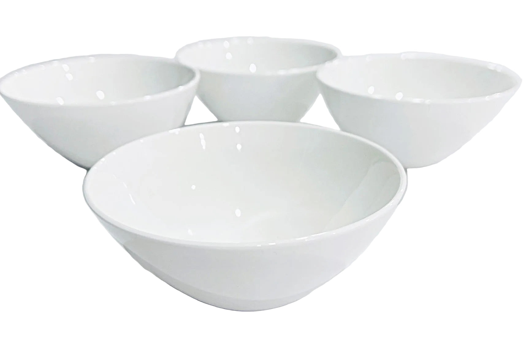 Set of 4 white Bone china bowls on a White background