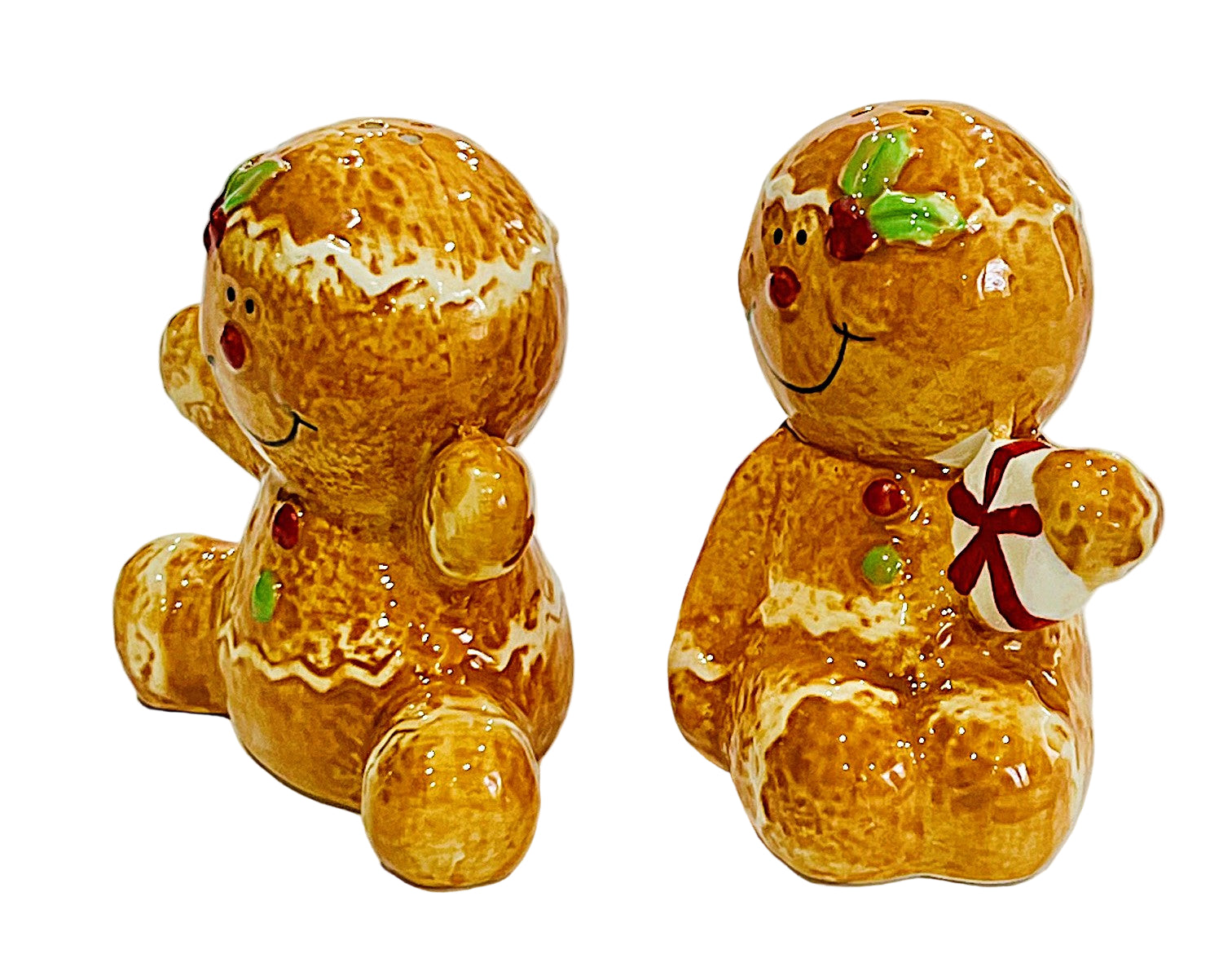 Two gingerbread man salt and pepper figurines