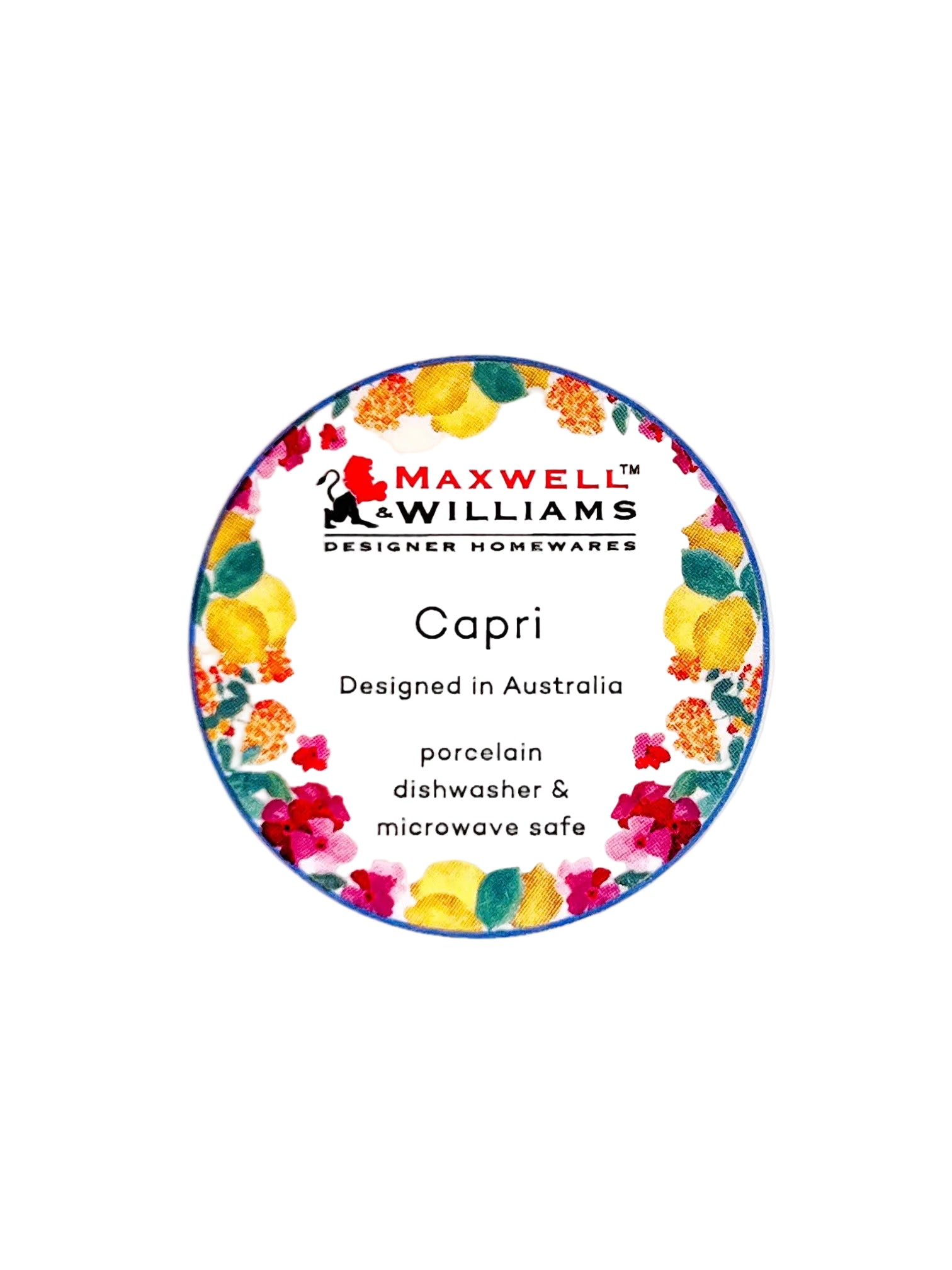 Maxwell & Williams Capri plate with floral design on a white background