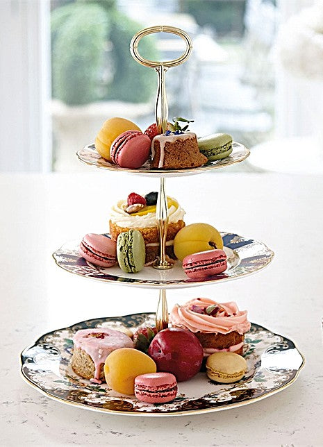 Royal Albert 100 Years Three-Tier (English Chintz, Regency & Duchess) Cake Stand, 13.8"